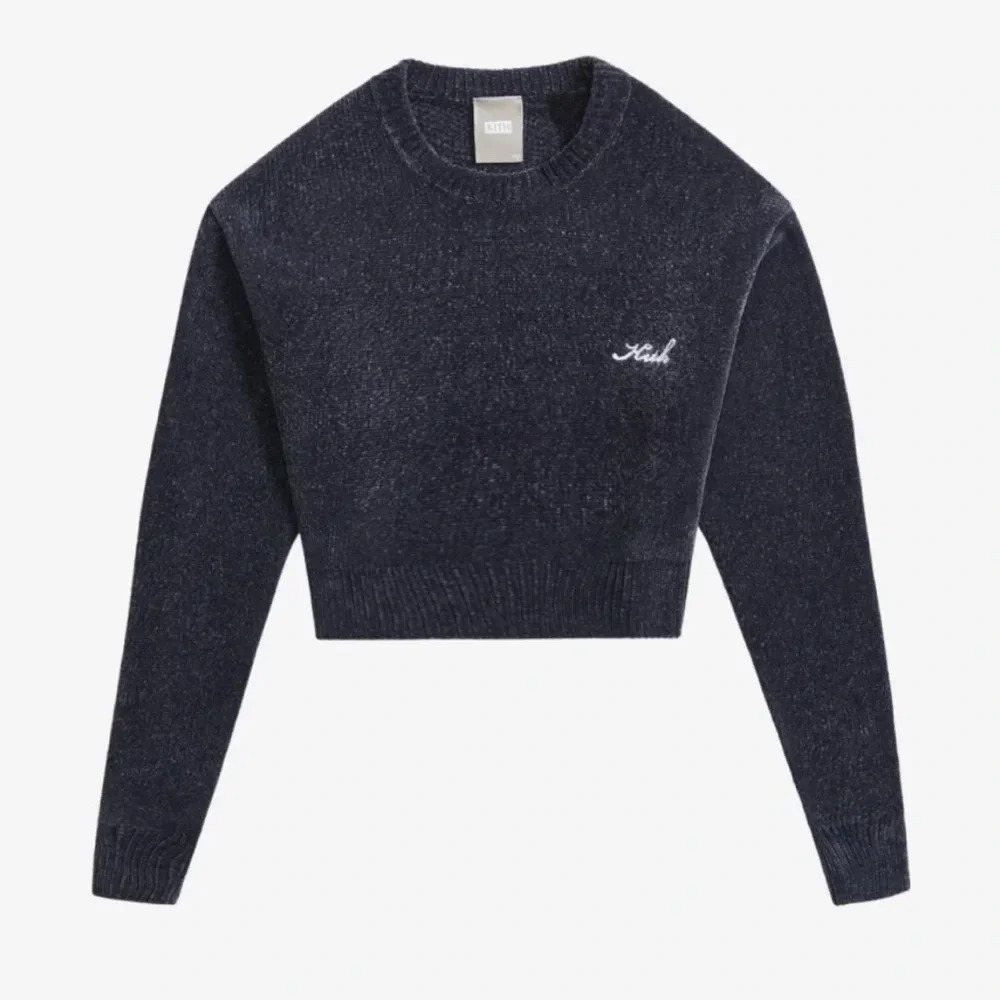 New Kith Women’s Mica Crewneck Sweater Black Soft XS Crew Monogram Chenille